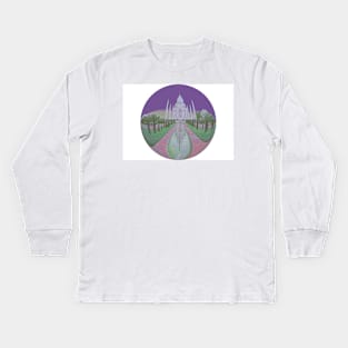 Taj Mahal circle purple Kids Long Sleeve T-Shirt